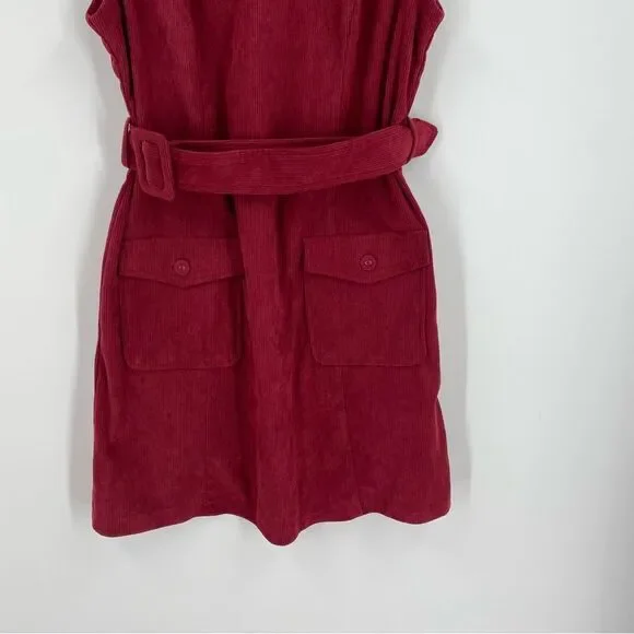 Kancy Kole Women’s V Neck Sleeveless Corduroy Burgundy Mini Dress size M - Picture 3 of 4